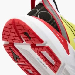 Diadora Men's Mythos Blushield Volo 3 Running Shoe- White/Black/Yellow Fluo - Regular (D) -The Famous Shoe Store 101.179090 C0008 25 HR