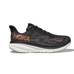 Hoka Women's Clifton 9 Running Shoe - Black/Copper - Wide (D)