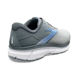 BROOKS Women's Dyad 11 Running Shoe- Grey/White/Blue - Wide (D) -The Famous Shoe Store 120312 065 H Dyad 11 7491f847 cb6c 49d8 89f6 76a4b41773f5