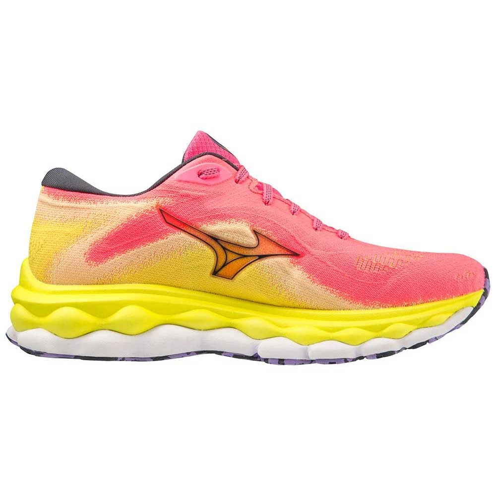 Mizuno Women's Wave Sky 7 Running Shoe - High/Vis Pink/Ombre Blue - Regular (B) 3 Mizuno Women's Wave Sky 7 Running Shoe - High/Vis Pink/Ombre Blue - Regular (B)