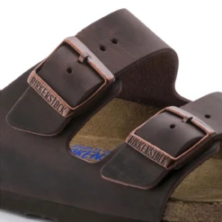 Men's Birkenstock Arizona Soft Footbed Sandals -Habana -The Famous Shoe Store birkenstock mens arizona soft footbed 452761 habana close up 53057.1614278422