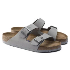 Women's Birkenstock Arizona Soft Footbed Nubuck Leather Sandal - Dove Gray