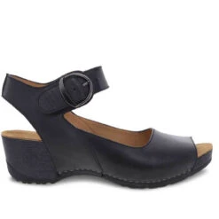 Women's Dansko Tiana Black Burnished Ankle Strap Sandal -The Famous Shoe Store womens dansko tiana sandal 1705 020200 BLACK side2 09628.1651154573
