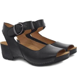 Women's Dansko Tiana Black Burnished Ankle Strap Sandal