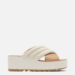 Women's Sorel Cameron Flatform Mule Sandal - Chalk -The Famous Shoe Store womens sorel cameron flatform puff wedge sandal 2030451 chalk side 17369.1681331737